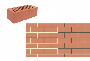 Кирпич утолщенный лицевой пустотелый «Красный» М 150